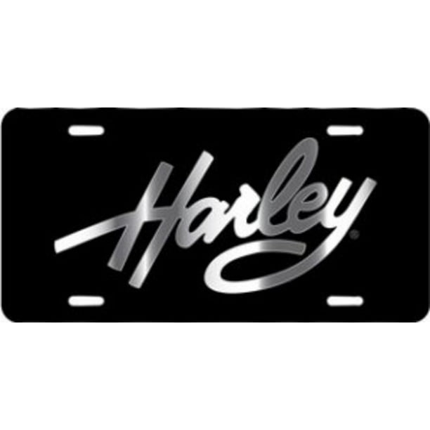 Harley-Davidson Mirrored Text Black Laser Acrylic Front License Plate
